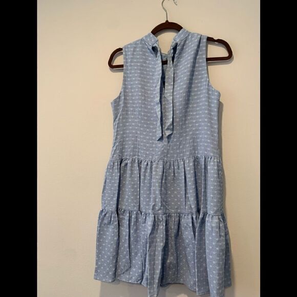 Calvin Klein ock neck chambray dot print babydoll dress size 4, NWT - Picture 3 of 6
